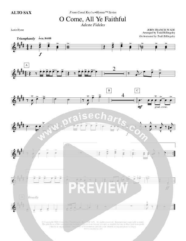 O Come All Ye Faithful Alto Sax (Todd Billingsley)