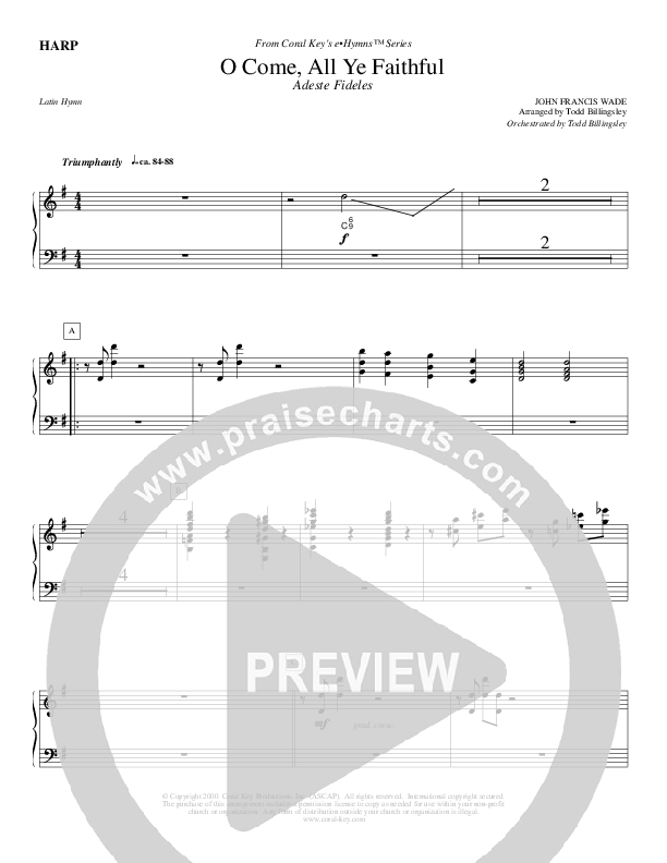 O Come All Ye Faithful Harp (Todd Billingsley)