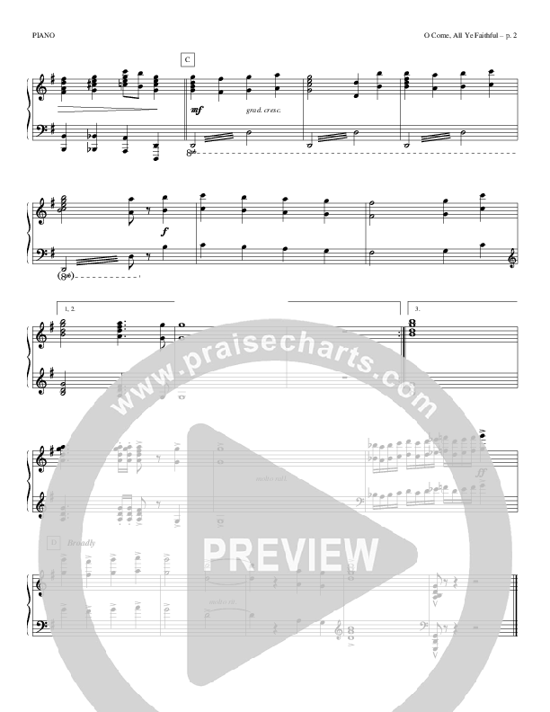 O Come All Ye Faithful Piano Sheet (Todd Billingsley)