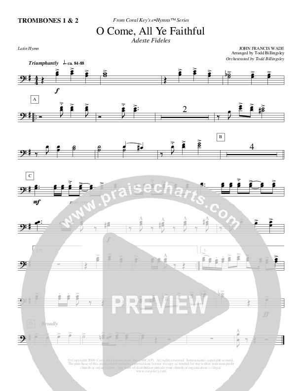 O Come All Ye Faithful Trombone 1/2 (Todd Billingsley)
