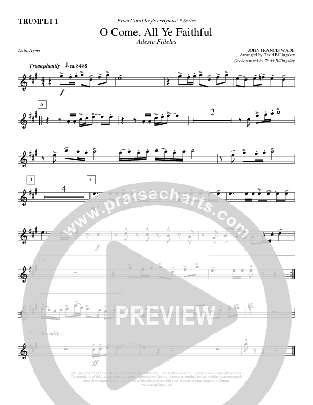 O Come All Ye Faithful Trumpet 1 (Todd Billingsley)