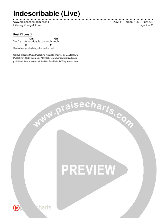 Indescribable (Live) Chords & Lyrics (Hillsong Young & Free)