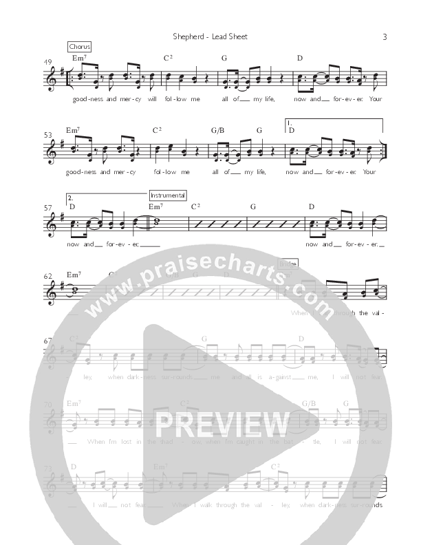 Shepherd (Single) Lead Sheet (Willamette Music / Matthew Ferrer)