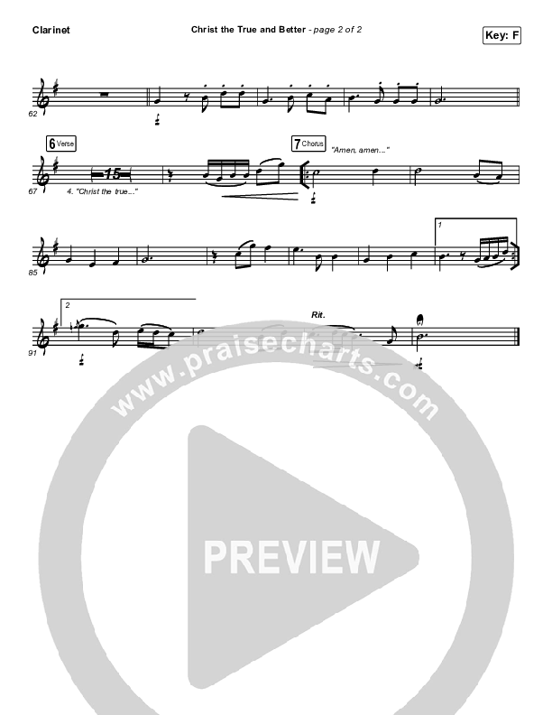 Christ The True And Better Clarinet 1,2 (Keith & Kristyn Getty / Matt Boswell / Matt Papa)
