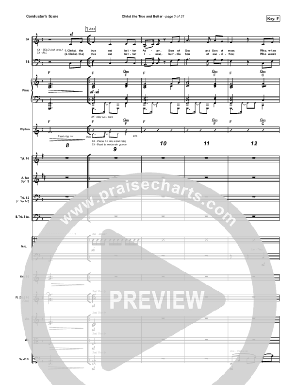 Christ The True And Better Conductor's Score (Keith & Kristyn Getty / Matt Boswell / Matt Papa)