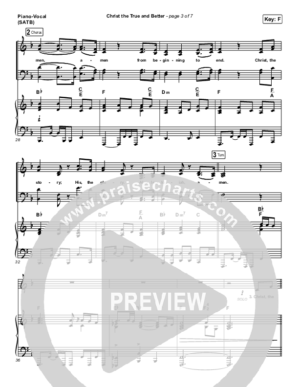 Christ The True And Better Piano/Vocal (SATB) (Keith & Kristyn Getty / Matt Boswell / Matt Papa)