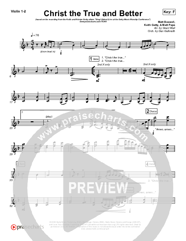 Christ The True And Better Violin 1,2 (Keith & Kristyn Getty / Matt Boswell / Matt Papa)