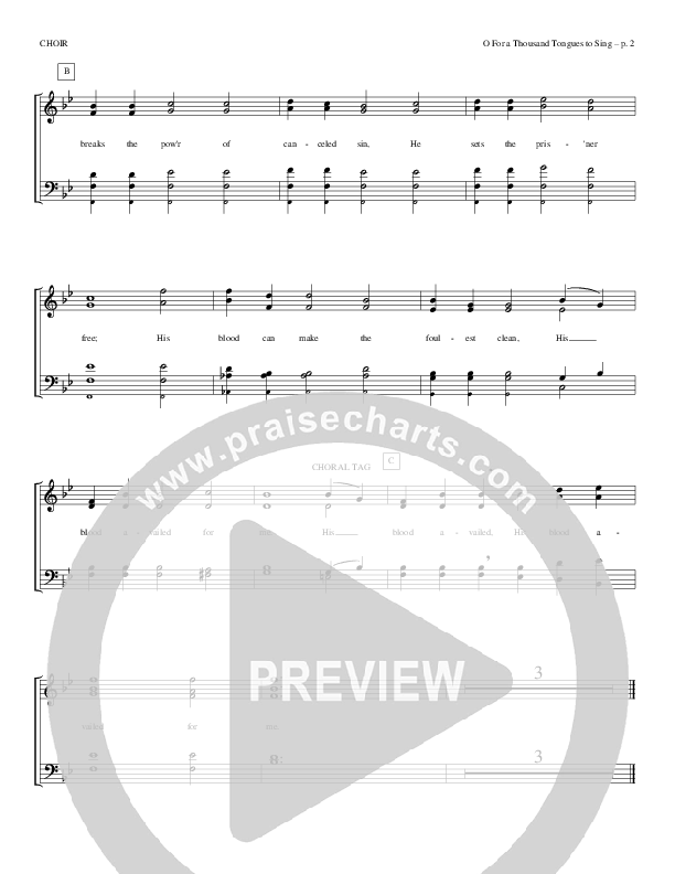 O For A Thousand Tongues To Sing Choir Sheet (Todd Billingsley)
