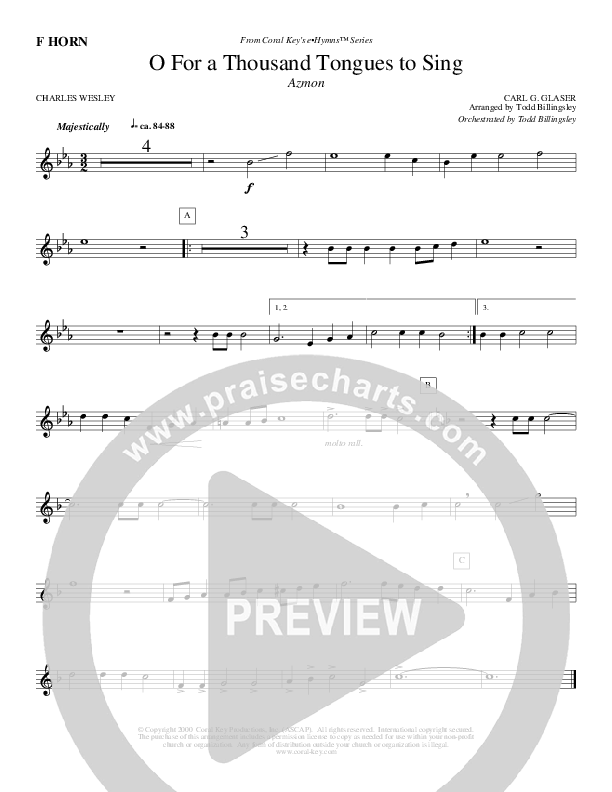 O For A Thousand Tongues To Sing French Horn (Todd Billingsley)