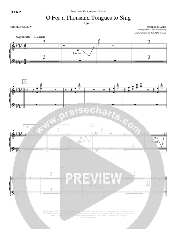 O For A Thousand Tongues To Sing Harp (Todd Billingsley)