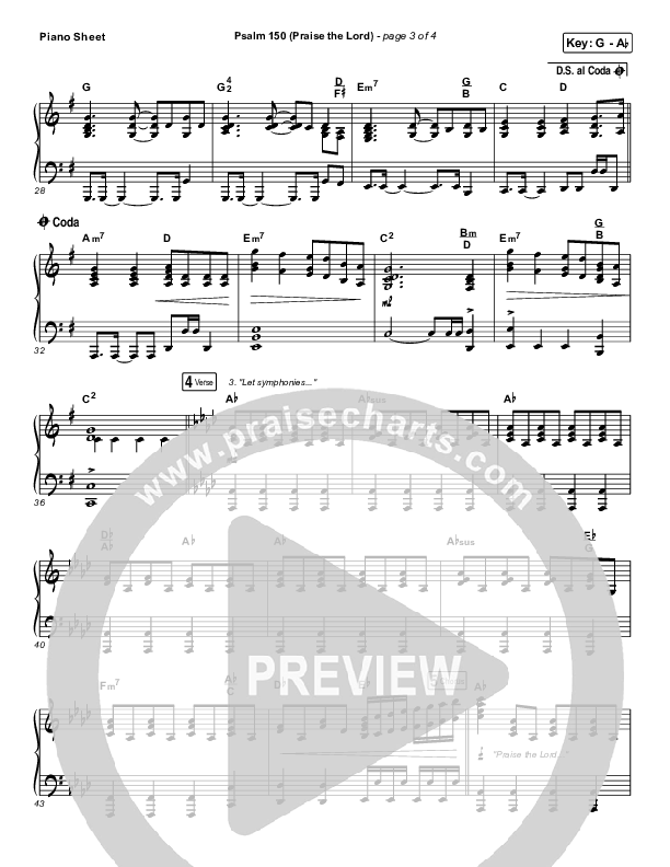 Psalm 150 (Praise The Lord) Piano Sheet (Matt Boswell / Matt Papa / Keith & Kristyn Getty)