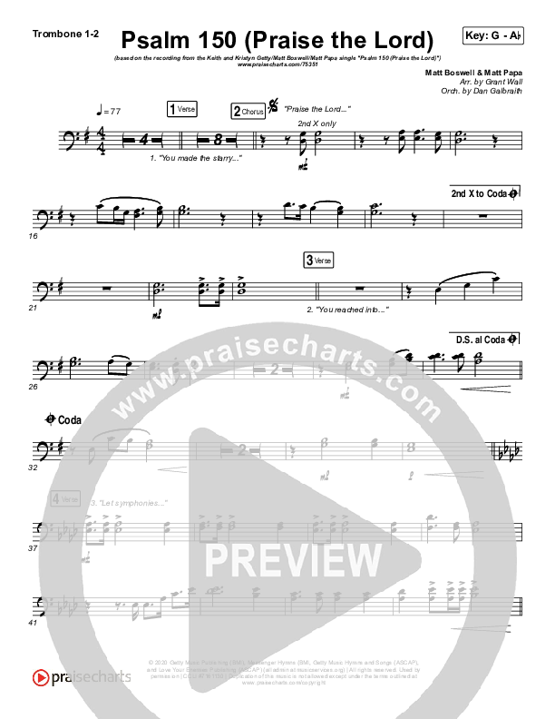 Psalm 150 (Praise The Lord) Trombone 1/2 (Matt Boswell / Matt Papa / Keith & Kristyn Getty)