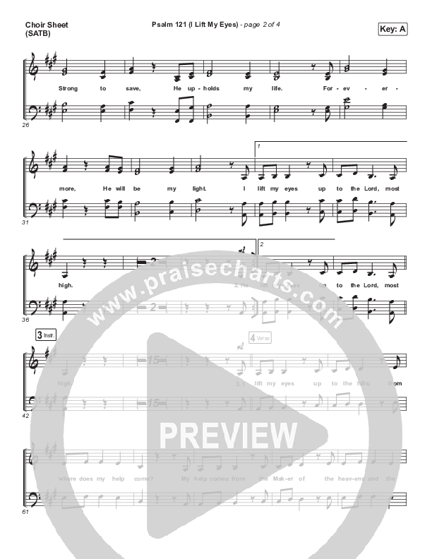 Psalm 121 (I Lift My Eyes) Choir Sheet (SATB) (Jordan Kauflin / Matt Merker / Keith & Kristyn Getty)