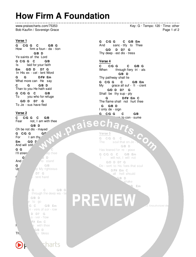 How Firm A Foundation Chords & Lyrics (Sovereign Grace / Bob Kauflin)