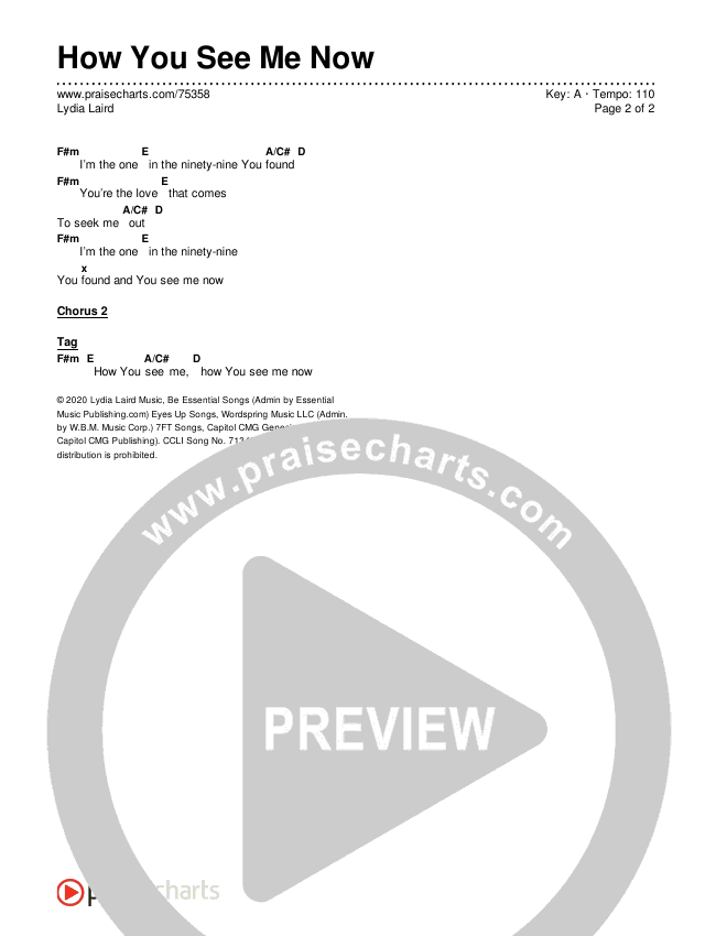 How You See Me Now Chords & Lyrics (Lydia Laird)