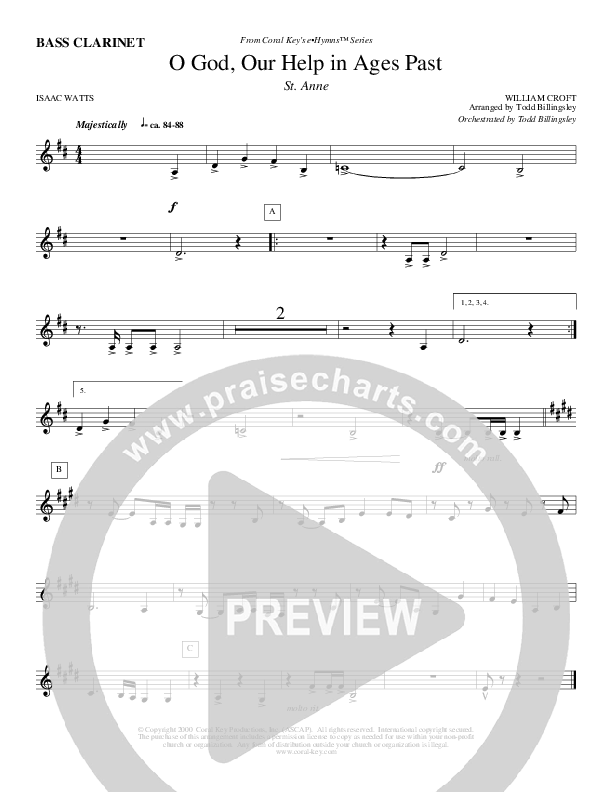 O God Our Help In Ages Past Bass Clarinet (Todd Billingsley)