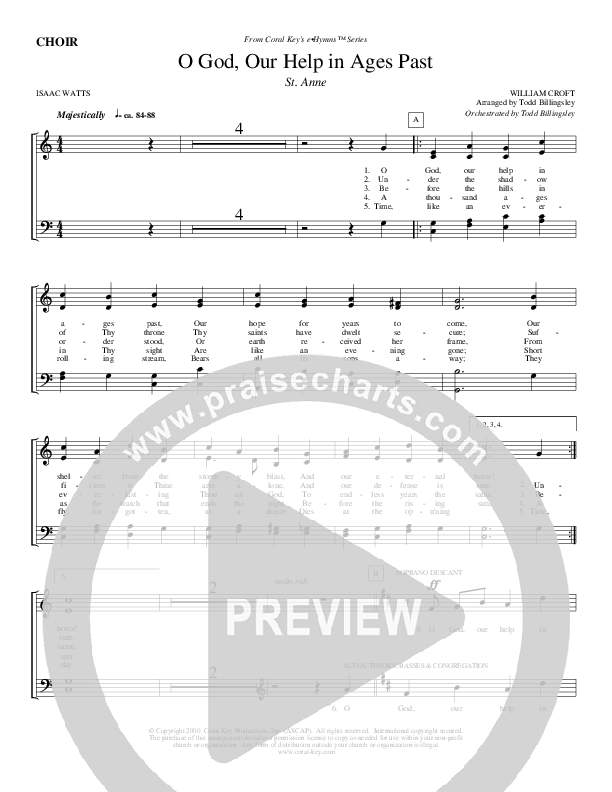 O God Our Help In Ages Past Choir Sheet (Todd Billingsley)