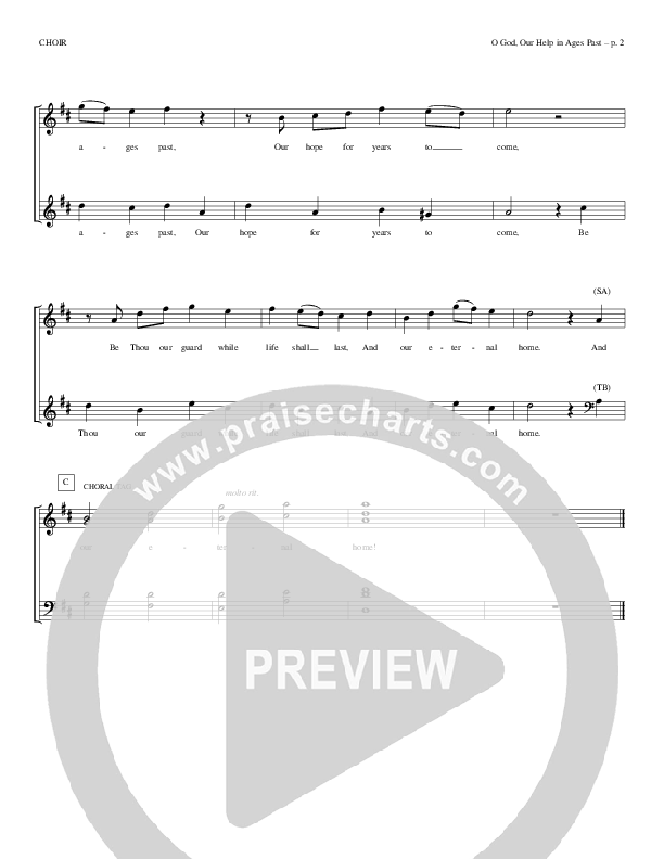 O God Our Help In Ages Past Choir Sheet (Todd Billingsley)