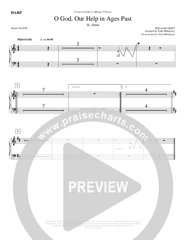 O God Our Help In Ages Past Harp (Todd Billingsley)