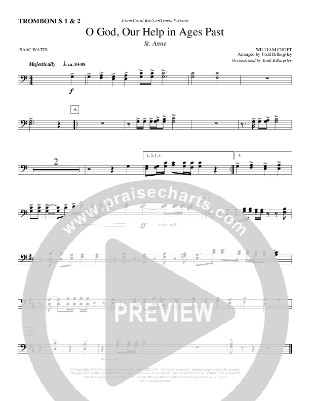 O God Our Help In Ages Past Trombone 1/2 (Todd Billingsley)