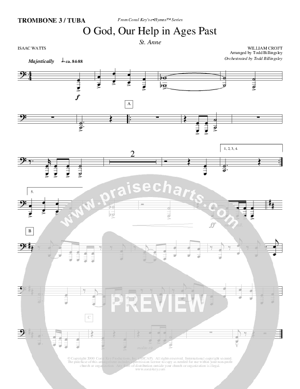O God Our Help In Ages Past Trombone 3/Tuba (Todd Billingsley)
