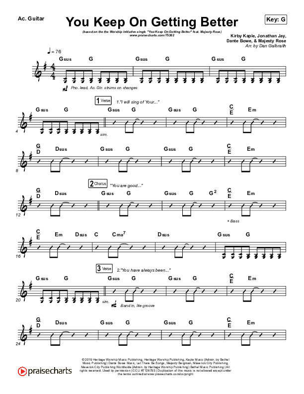 You Keep On Getting Better Acoustic Guitar (The Worship Initiative / Shane & Shane / Majesty Rose)