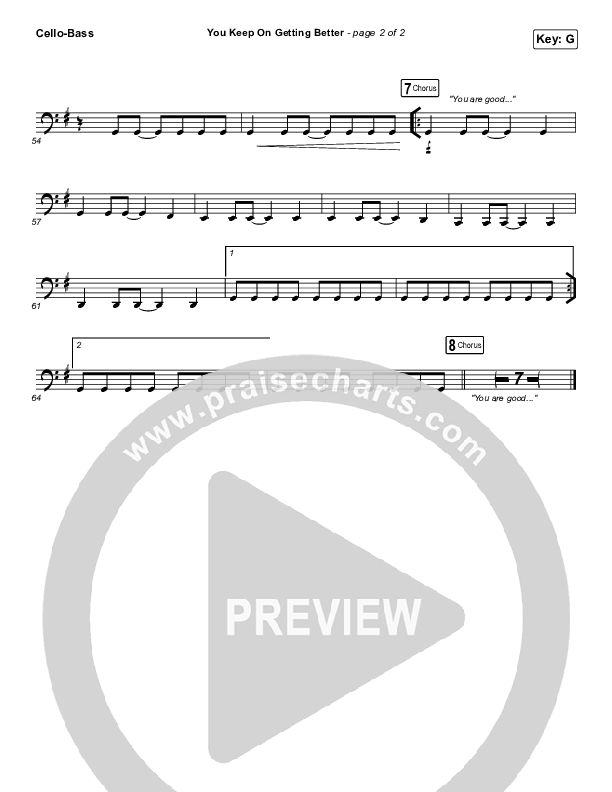 You Keep On Getting Better Cello/Bass (The Worship Initiative / Shane & Shane / Majesty Rose)