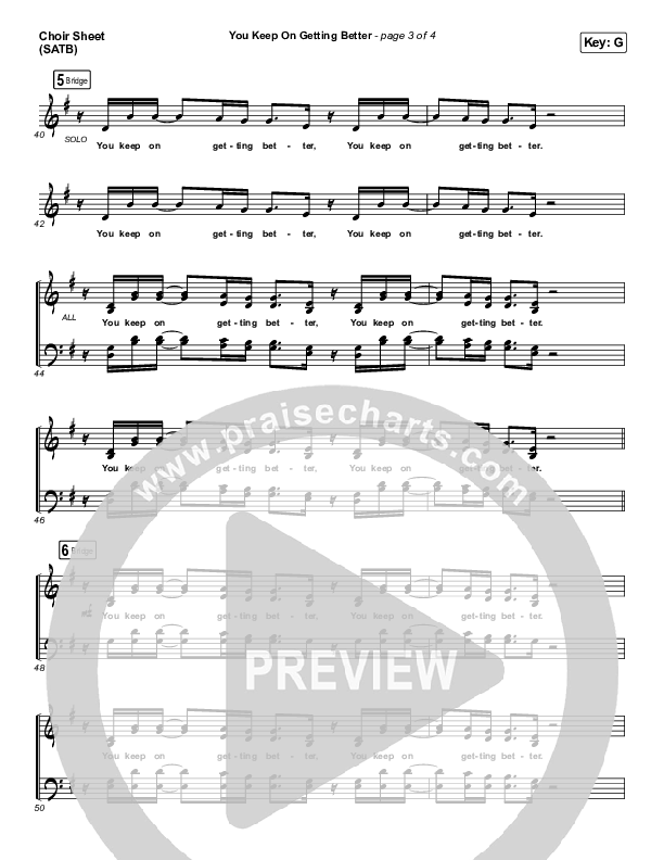 You Keep On Getting Better Choir Sheet (SATB) (The Worship Initiative / Shane & Shane / Majesty Rose)