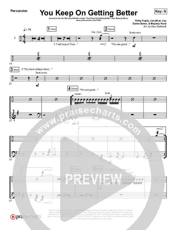 You Keep On Getting Better Percussion (The Worship Initiative / Shane & Shane / Majesty Rose)