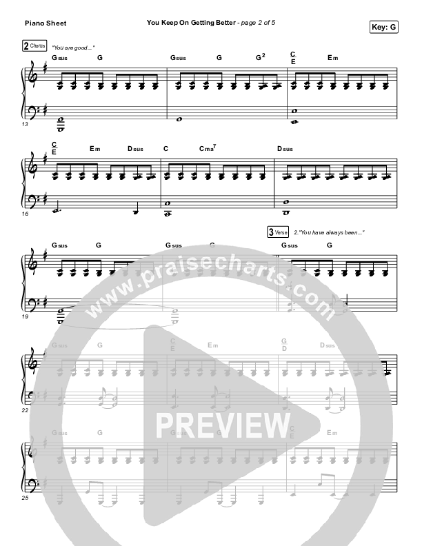 You Keep On Getting Better Piano Sheet (The Worship Initiative / Shane & Shane / Majesty Rose)