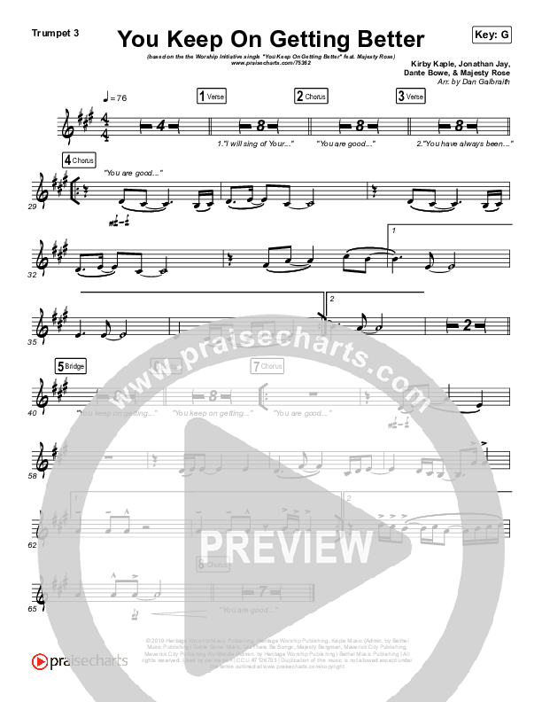 You Keep On Getting Better Trumpet 3 (The Worship Initiative / Shane & Shane / Majesty Rose)