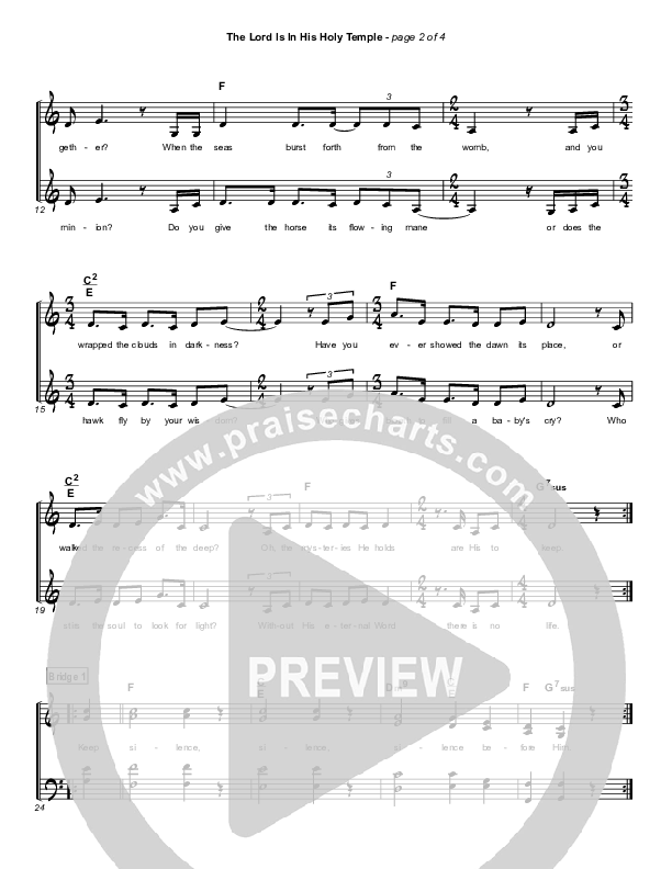 The Lord Is In His Holy Temple Hymn Sheet (Keith & Kristyn Getty)