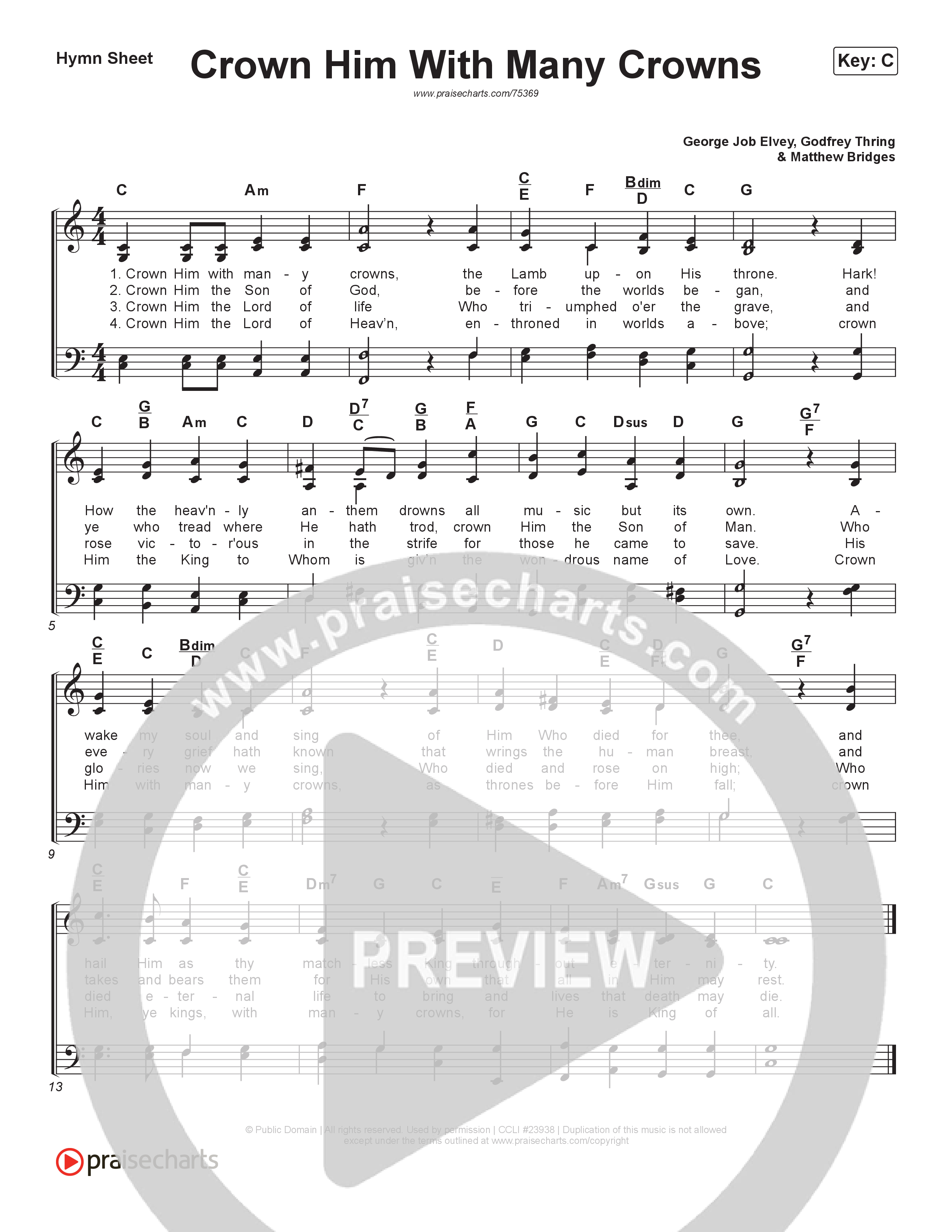 Crown Him With Many Crowns Hymn Sheet (Keith & Kristyn Getty)