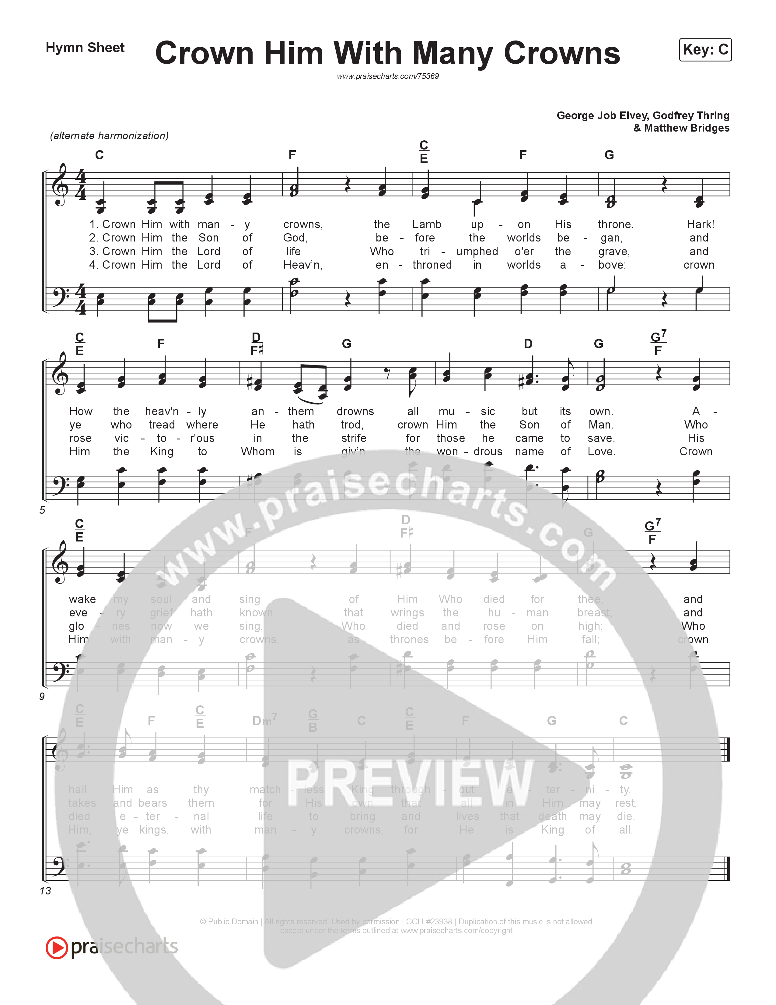 Crown Him With Many Crowns Hymn Sheet (Keith & Kristyn Getty)