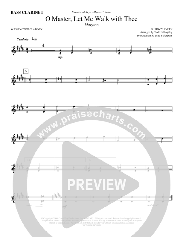 O Master Let Me Walk With Thee Bass Clarinet (Todd Billingsley)