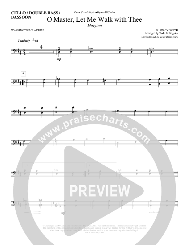 O Master Let Me Walk With Thee Cello/Bass (Todd Billingsley)