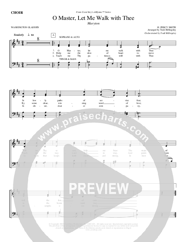 O Master Let Me Walk With Thee Choir Sheet (Todd Billingsley)