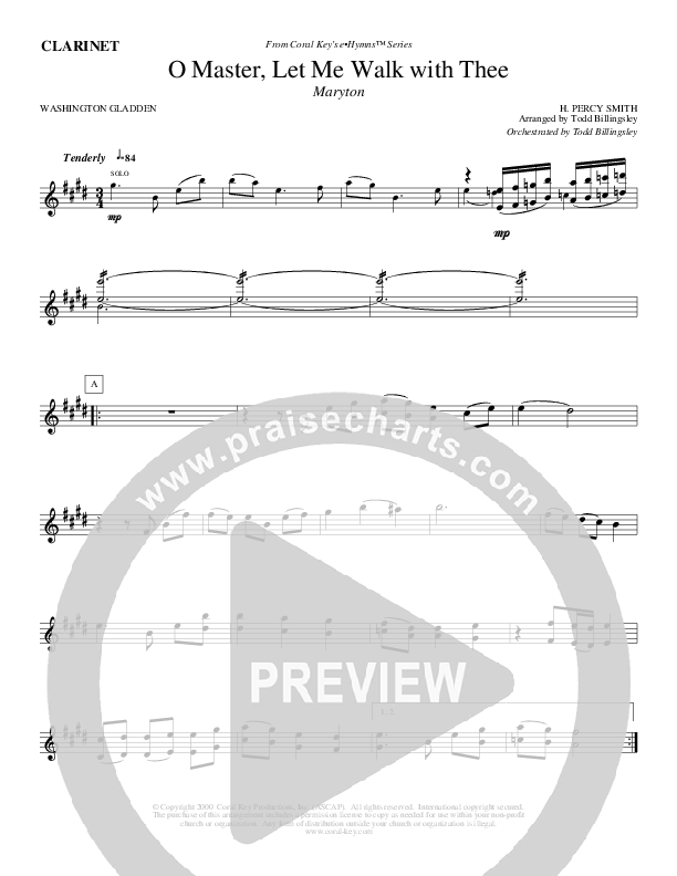 O Master Let Me Walk With Thee Clarinet (Todd Billingsley)