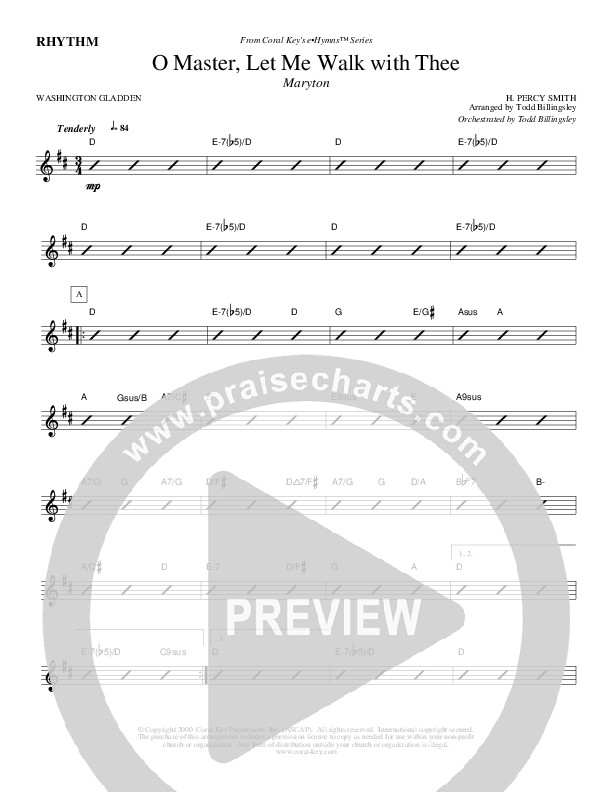 O Master Let Me Walk With Thee Rhythm Chart (Todd Billingsley)