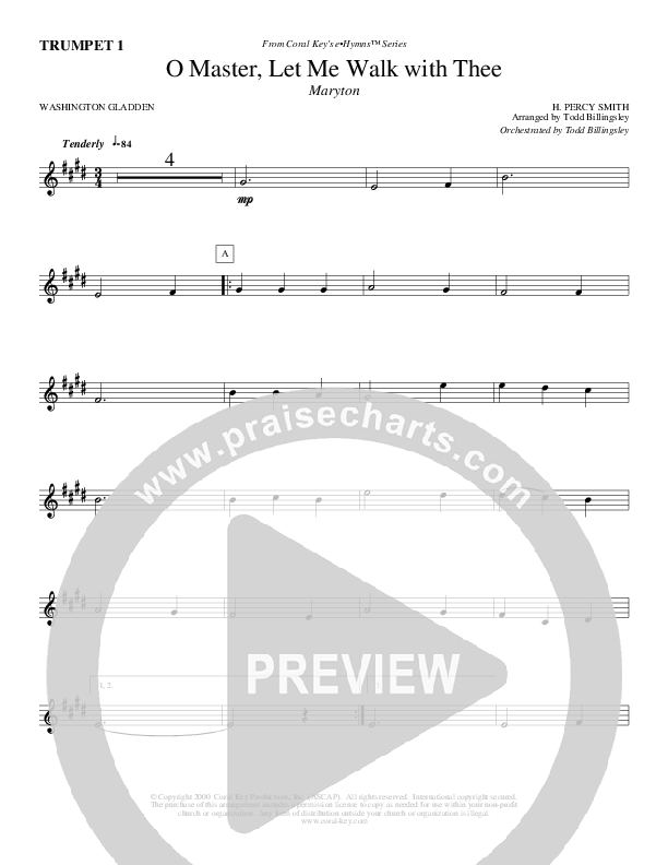 O Master Let Me Walk With Thee Trumpet 1 (Todd Billingsley)