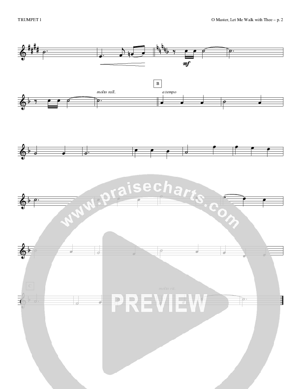 O Master Let Me Walk With Thee Trumpet 1 (Todd Billingsley)