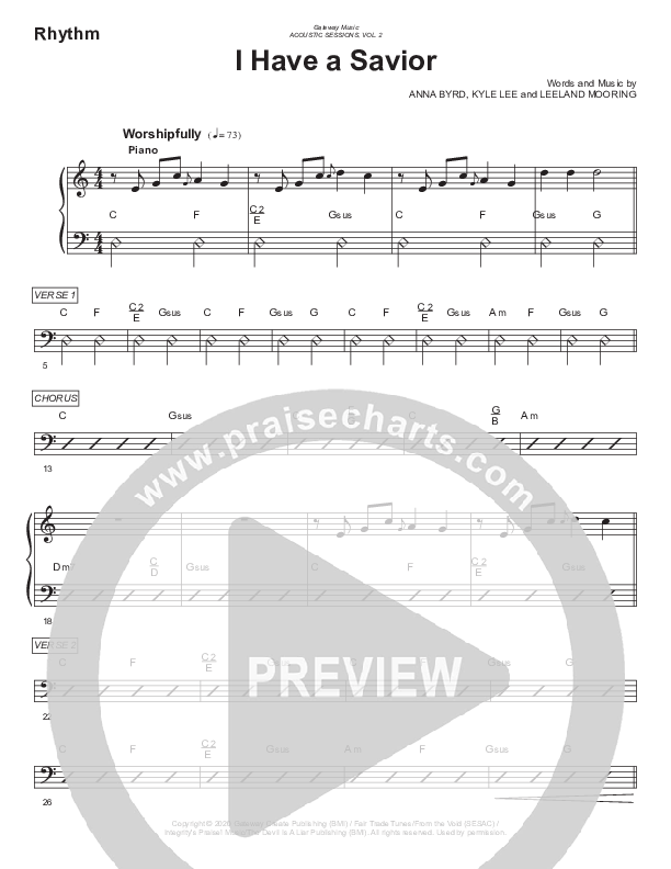I Have A Savior Rhythm Chart (Gateway Worship)