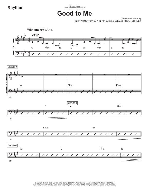 Good To Me Rhythm Chart (Gateway Worship)