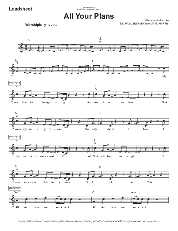 All Your Plans Lead Sheet (Gateway Worship)