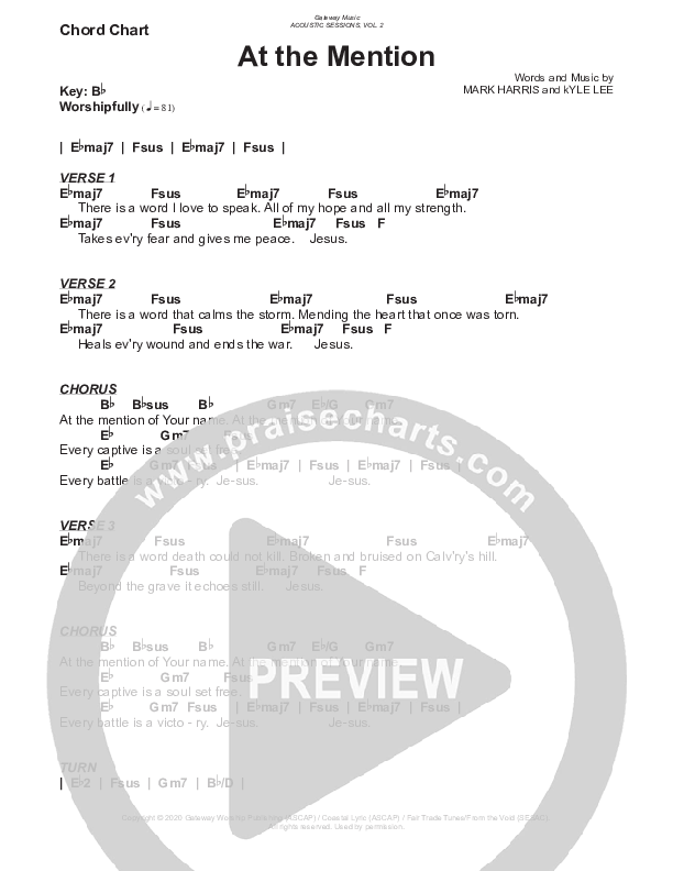 At The Mention Chords & Lyrics (Gateway Worship)