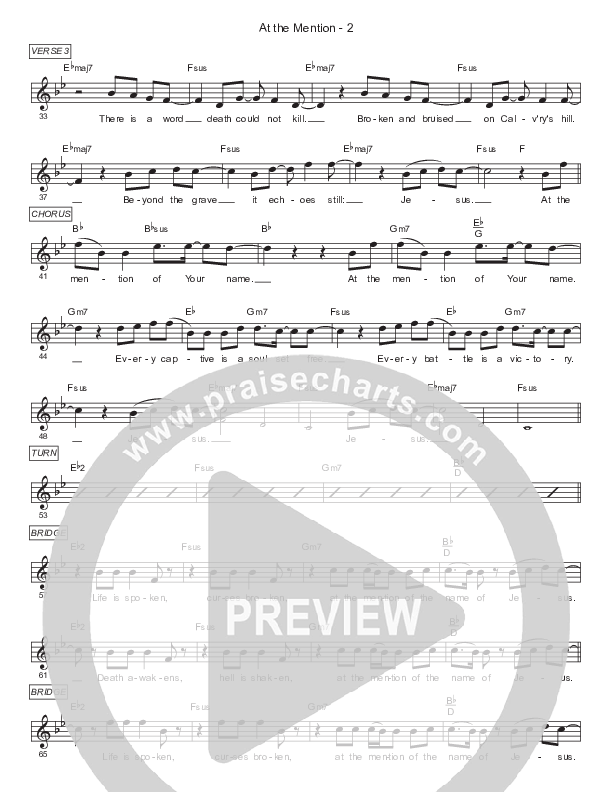 At The Mention Lead Sheet (Gateway Worship)