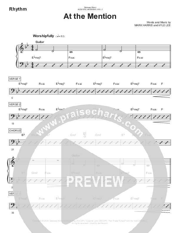 At The Mention Rhythm Chart (Gateway Worship)