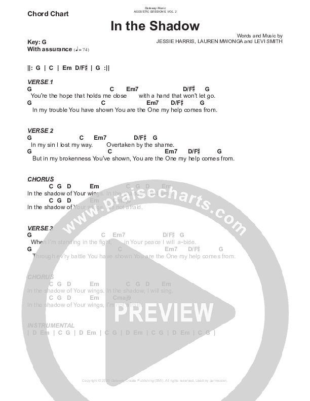 In The Shadow Chords & Lyrics (Gateway Worship)
