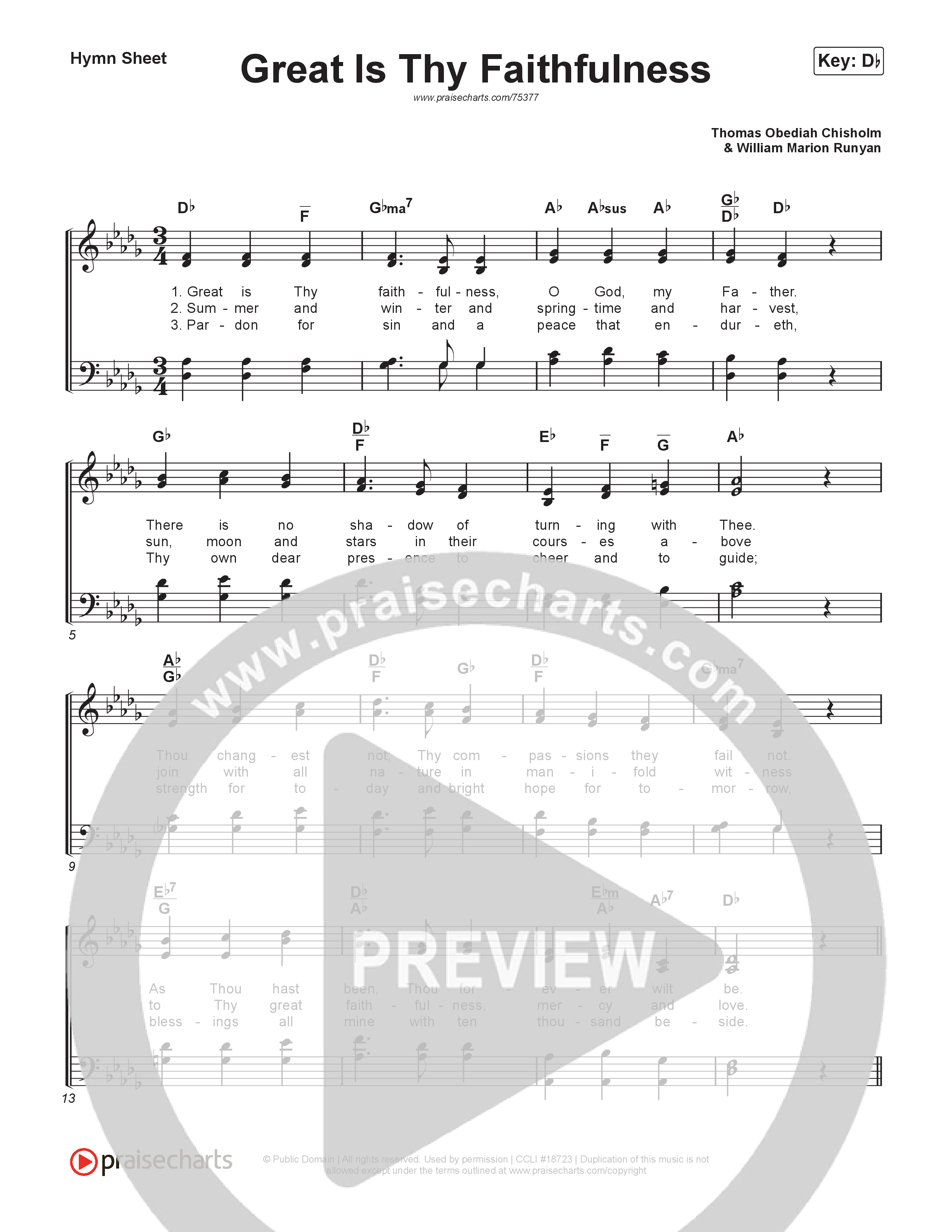 Great Is Thy Faithfulness Hymn Sheet (Keith & Kristyn Getty)