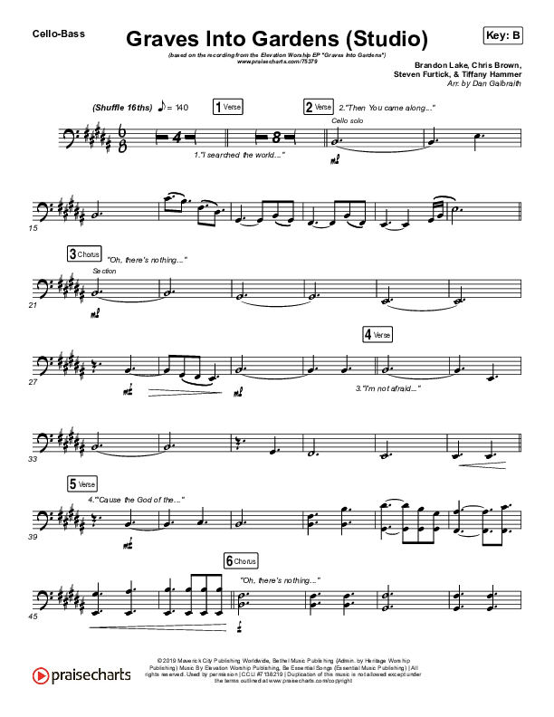 Graves Into Gardens (Studio) Cello/Bass (Elevation Worship)